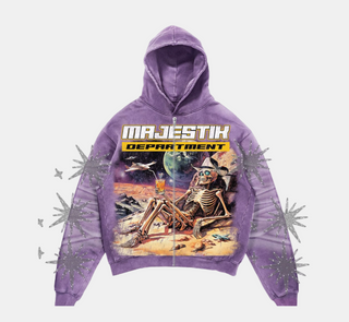 Majestik | DYED HEAVY F.TERRY ZIP UP HOODIE (Purple)