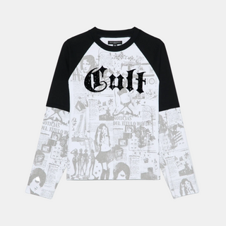 Cult Of Individuality | Long Sleeve Layered Raglan Tee "Propaganda" in White
