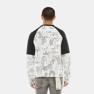 Cult Of Individuality | Long Sleeve Layered Raglan Tee "Propaganda" in White