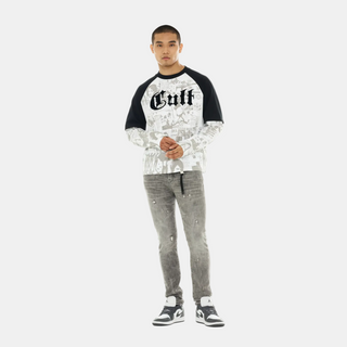 Cult Of Individuality | Long Sleeve Layered Raglan Tee "Propaganda" in White