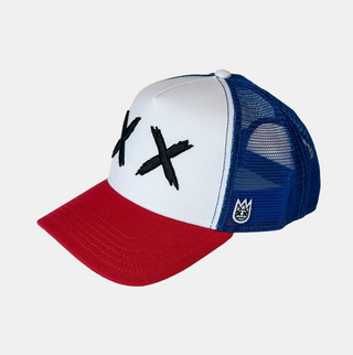 Cult Of Individuality | XX Visor Royal Mesh Trucker Hat in White/Red