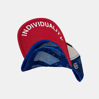 Cult Of Individuality | XX Visor Royal Mesh Trucker Hat in White/Red
