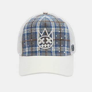 Cult Of Individuality | Mesh Back Trucker Hat "Plaid" In Blue Plaid
