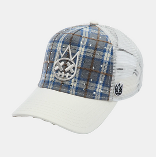 Cult Of Individuality | Mesh Back Trucker Hat "Plaid" In Blue Plaid