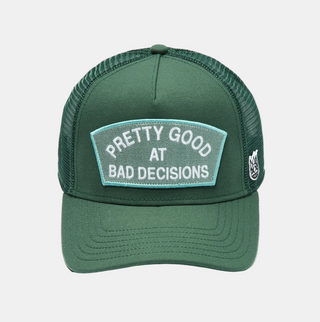 Cult Of Individuality | Mesh Trucker Hat "Good At Bad Decisions" In Bayberry