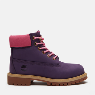 Timberland | Youth Premium 6-Inch Waterproof Boot (Dark Purple Nubuck/Pink)