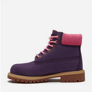 Timberland | Youth Premium 6-Inch Waterproof Boot (Dark Purple Nubuck/Pink)