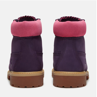 Timberland | Youth Premium 6-Inch Waterproof Boot (Dark Purple Nubuck/Pink)