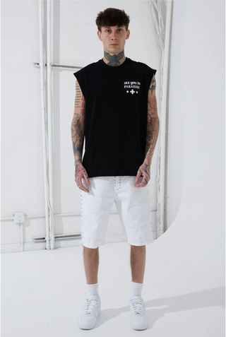 See You In Paradise | Heavy Metal Denim Shorts (White)