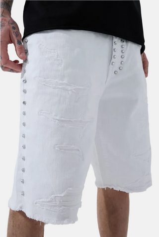 See You In Paradise | Heavy Metal Denim Shorts (White)