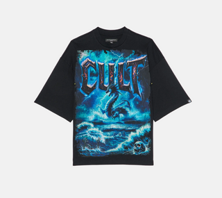 Cult Of individuality | Oversized Short Sleeve Crew Neck Tee "Sea Of Sorrow" in Black