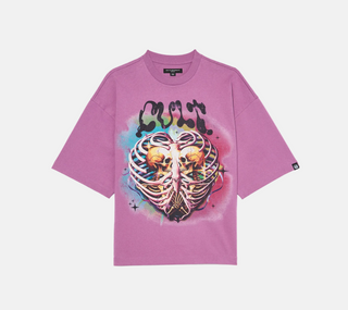 Cult Of individuality | Oversized Short Sleeve Crew Neck Tee "Til Death Do We Part" in Dusty Lavender