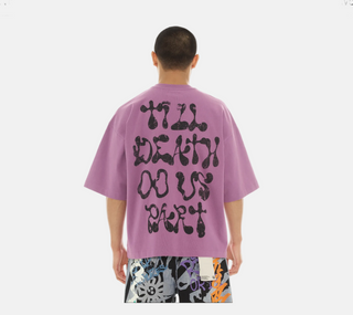 Cult Of individuality | Oversized Short Sleeve Crew Neck Tee "Til Death Do We Part" in Dusty Lavender