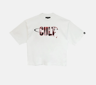 Cult Of individuality | Oversized Short Sleeve Crew Neck Tee "Blood Logo" in White