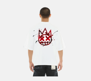 Cult Of individuality | Oversized Short Sleeve Crew Neck Tee "Blood Logo" in White