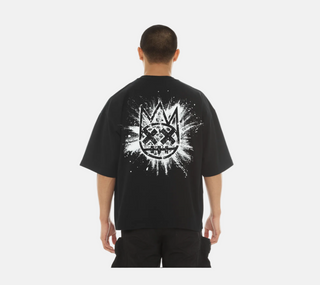 Cult Of individuality | Oversized Short Sleeve Crew Neck Tee "Splatter Logo" in Black