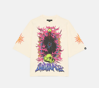 Cult Of individuality | Oversized Short Sleeve Crew Neck Tee "Along Came A Spider" in Winter White