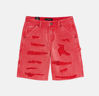Cult of Individuality | Grunge Carpenter Shorts in Red Canvas