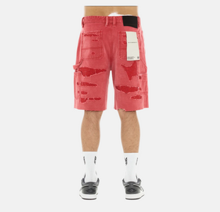Cult of Individuality | Grunge Carpenter Shorts in Red Canvas