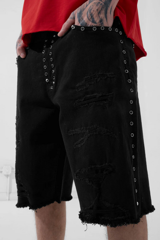 See You In Paradise | Heavy Metal Denim Shorts (Black)