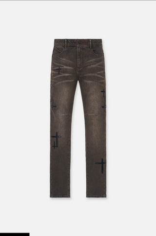 RTA | BRYANT SKINNY JEAN | MOCHA DRIFT CROSS PATCH