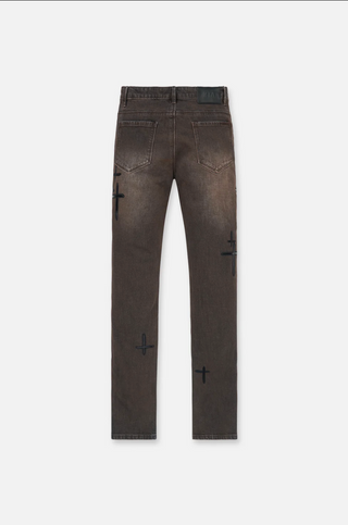RTA | BRYANT SKINNY JEAN | MOCHA DRIFT CROSS PATCH