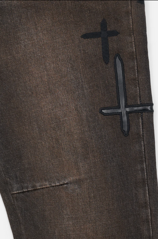 RTA | BRYANT SKINNY JEAN | MOCHA DRIFT CROSS PATCH