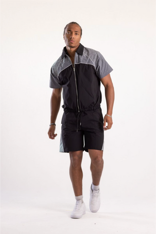 KINDRED | RHINESTONE NYLON SHORTS (BLACK/GRAY)