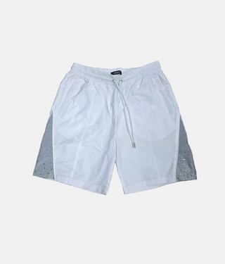 KINDRED | RHINESTONE NYLON SHORTS (WHITE/GRAY)