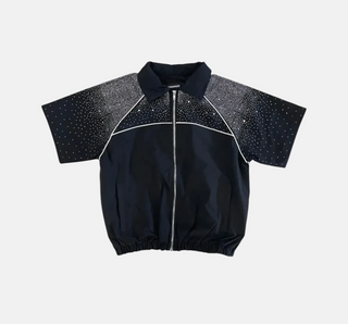 KINDRED | RHINESTONE NYLON TOP (BLACK/BLACK)