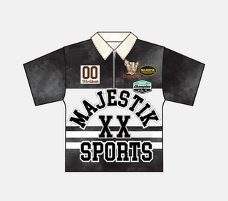 Majestik | STRIPE POLO SHIRT W/LOGO PATCHES AND STUDS