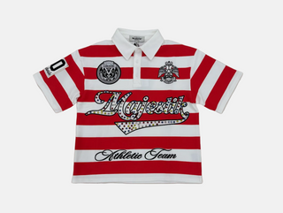 Majestik |  STRIPE POLO W/LOGO PATCHES AND STUDS (RED/WHITE)