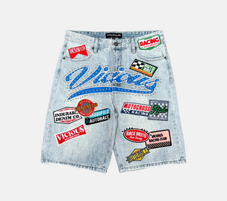 Vicious | PATCH DENIM SHORTS (LIGHT BLUE)