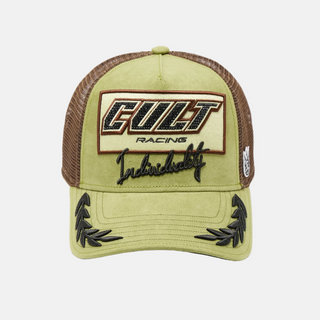 Cult Of Individuality |  Mesh Back Trucker Hat "Cult Racing" In Olive