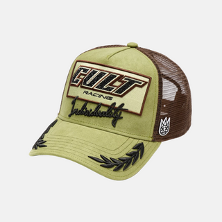 Cult Of Individuality |  Mesh Back Trucker Hat "Cult Racing" In Olive