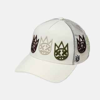 Cult Of Individuality | Mesh Back Trucker Hat "Multi Logo" In Winter White