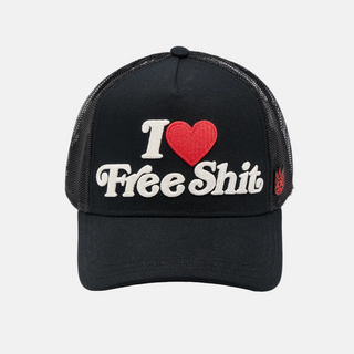 Cult Of Individuality | Mesh Back Trucker Hat "I Love Free Shit" In Black