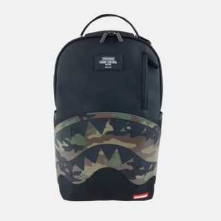 Sprayground | SHARK CENTRAL BLACK NYLON CAMO EMBOSSED SHARK BACKPACK
