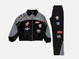 Kindred | Nylon sweatsuit with patches (Black/Grey)