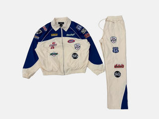 Kindred | Nylon sweatsuit with patches (Cream/Blue)