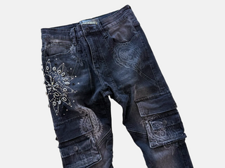Vicious | Rhinestone Denim - Black - VC1103