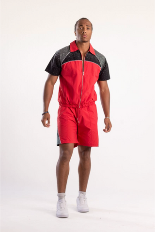 KINDRED | RHINESTONE NYLON SHORTS (RED)