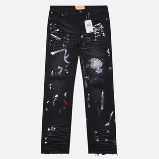 When Smoke Clears | Painted Denim | Black